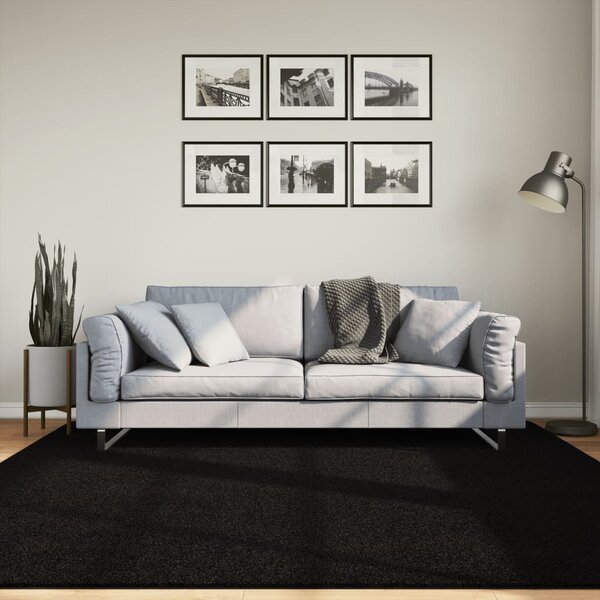 Koberec HUARTE krátký vlas měkký a pratelný černý 200x200 cm