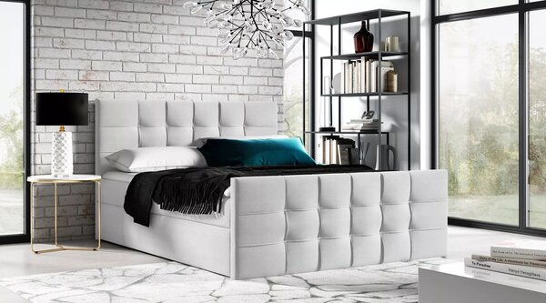 Čalouněná boxspringová postel IVANA 1 LUX - 120x220, světle šedá 1 + topper ZDARMA