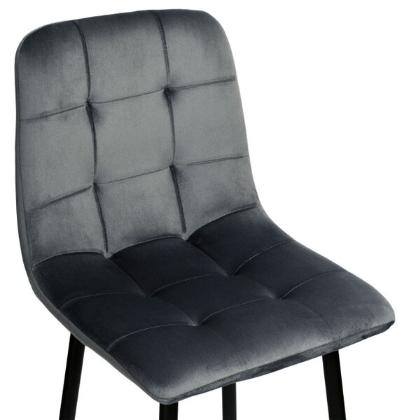 Barová židle HAMILTON sametová, černá / grafitová