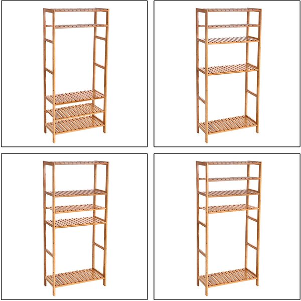 SONGMICS Bambusový regál 5 polic přírodní 60x130 cm