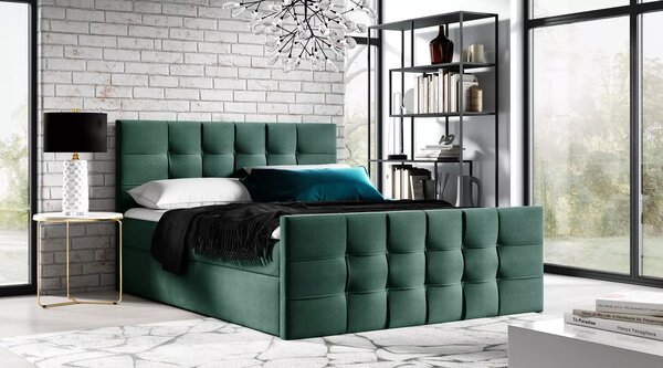 Čalouněná boxspringová postel IVANA 1 LUX - 120x220, zelená + topper ZDARMA