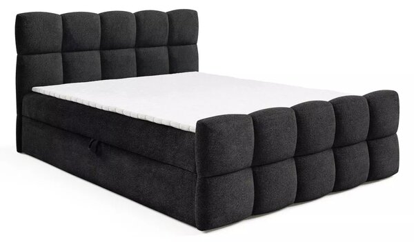 Kontinentální postel 120x220 ISEMBARD - černá + topper