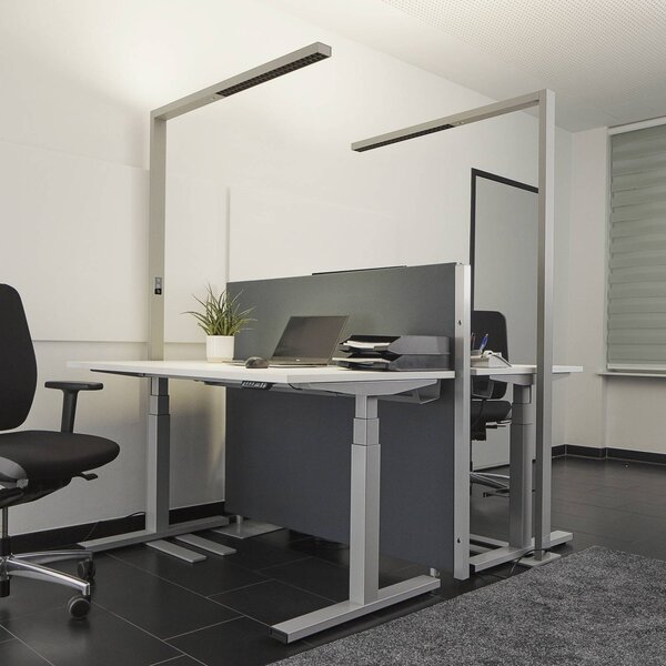 Arcchio LED kancelářská stojací lampa Jolinda, sada 2 kusů, stříbrná, 4 000 K, stmívatelný, Hliník / šedá / zinek, Pracovna / kancelář, Hliník, Moderní, stojací lampa