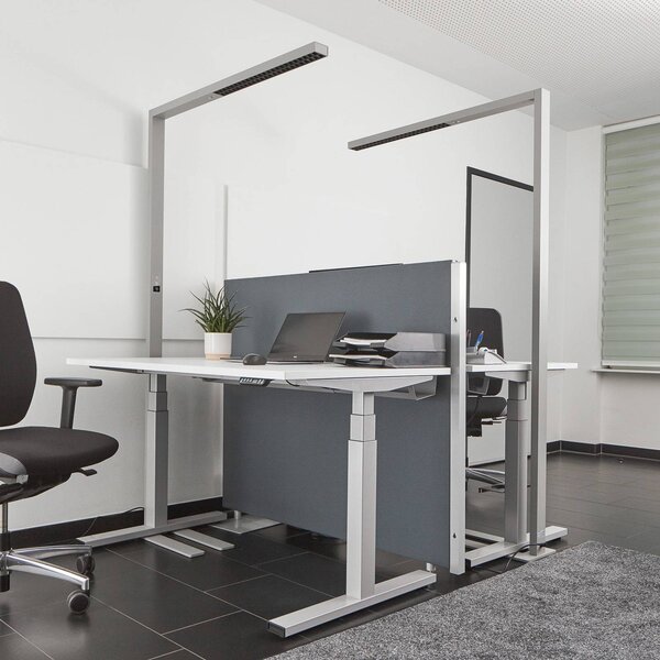 Arcchio LED kancelářská stojací lampa Jolinda, sada 2 kusů, stříbrná, 4 000 K, stmívatelný, Hliník / šedá / zinek, Pracovna / kancelář, Hliník, Moderní, stojací lampa