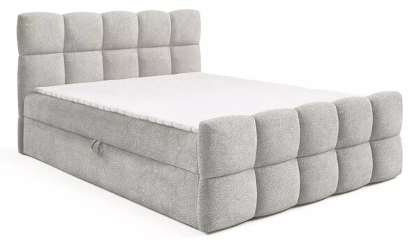 Kontinentální postel 120x220 ISEMBARD - platinově šedá + topper