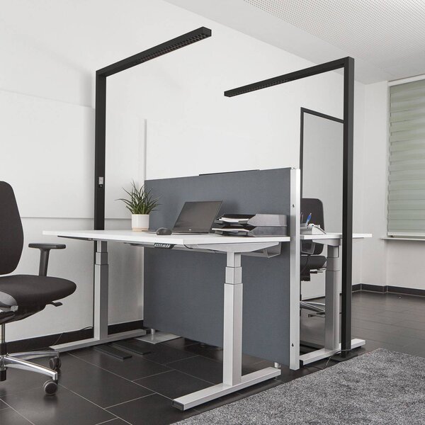Arcchio LED kancelářská stojací lampa Jolinda, sada 2 kusů, černá, 4 000K, stmívatelný, Černá, Pracovna / kancelář, Hliník, Moderní, stojací lampa