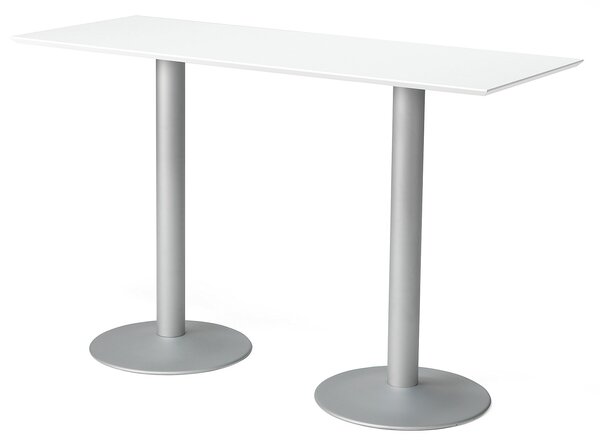 AJ Produkty Barový stůl BIANCA, 1800x700 mm, HPL, bílá/hliníkově šedá