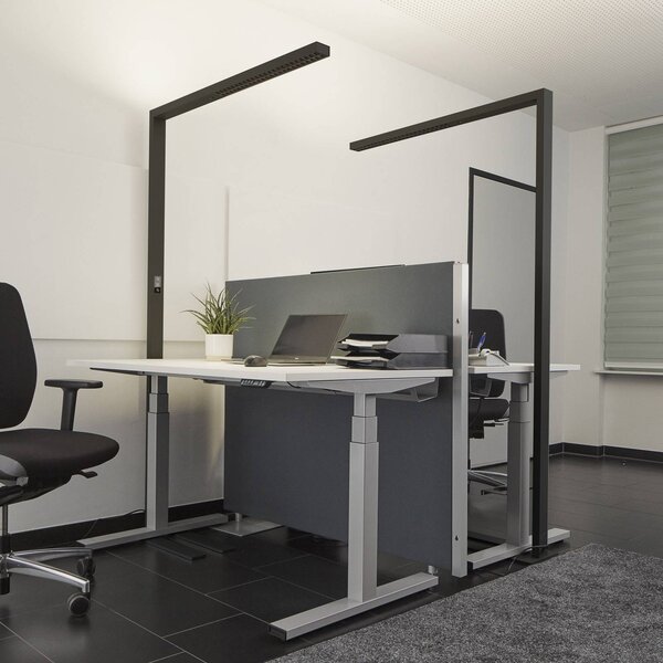 Arcchio LED kancelářská stojací lampa Jolinda, sada 2 kusů, černá, 4 000K, stmívatelný, Černá, Pracovna / kancelář, Hliník, Moderní, stojací lampa
