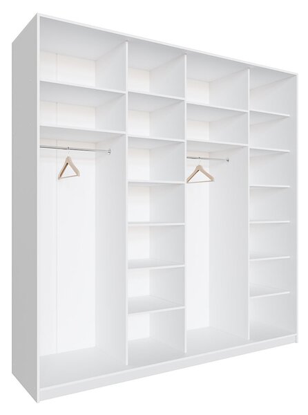 Skříň s posuvnými dveřmi Komforto 4 DTD 240x240x60 cm Bílá AL