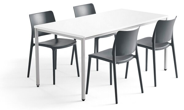 AJ Produkty Jídelní sestava MODULUS + RIO, 1 stůl 1600x800 mm + 4 antracitové židle
