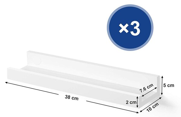SONGMICS Nástěnné poličky Pheet bílé - 3 kusy