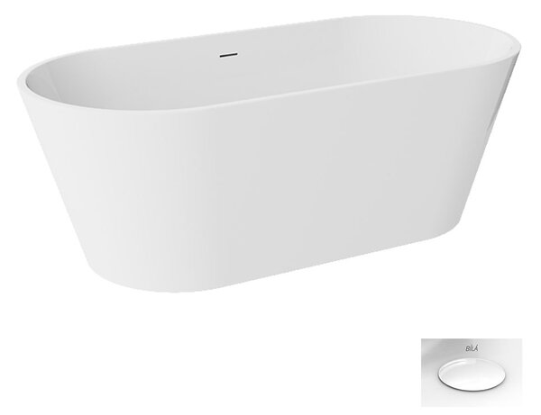 Besco Akrylátová volně stojící vana Deeva 150x75 (160x75, 170x80, 180x80) Rozměry (cm): 160x75, Typ a barva výpustě: Click-Clack se šterbinovým přepadem, černá mat