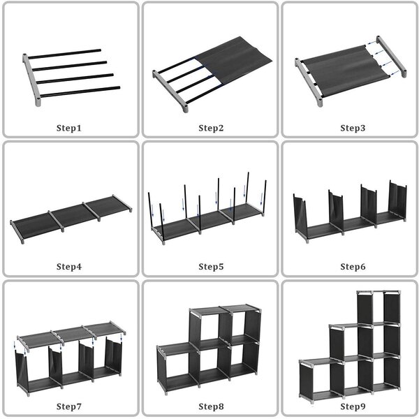SONGMICS Variabilní kovový regál 6 kostek nosnost 60 Kg