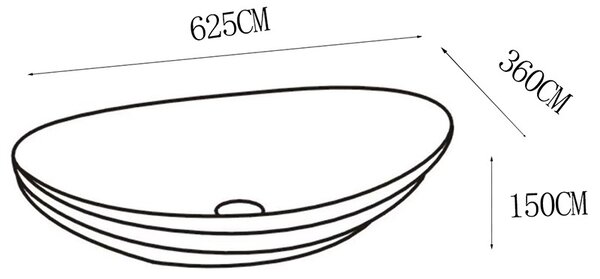 BPS-koupelny Keramické umyvadlo na desku HYD-LI-BL-GL-LN-625 62x36 cm, černá / zlatá lesk