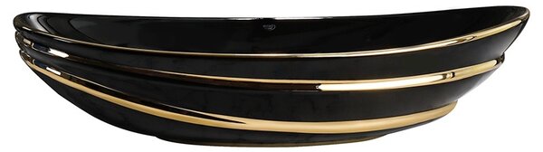 BPS-koupelny Keramické umyvadlo na desku HYD-LI-BL-GL-LN-625 62x36 cm, černá / zlatá lesk