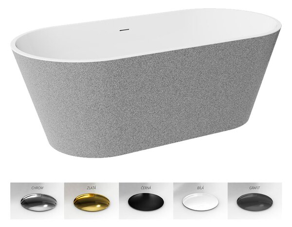 Besco Akrylátová volně stojící vana Deeva Glam S 150x75 (160x75, 170x80, 180x80) Rozměry (cm): 150x75, Typ a barva výpustě: Click-Clack se šterbinovým přepadem, bílá