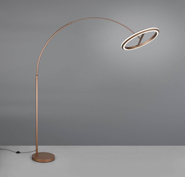 Trio Lighting LED stojací lampa Amador, kávově hnědá, výška 205 cm, kov, stmívatelný, Hnědá / rez, Obývací pokoj / jídelna, kov, Moderní