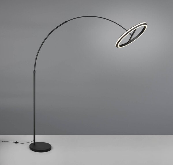 Trio Lighting LED stojací lampa Amador, černá, výška 205 cm, kov, stmívatelný, Černá, Obývací pokoj / jídelna, kov, Moderní