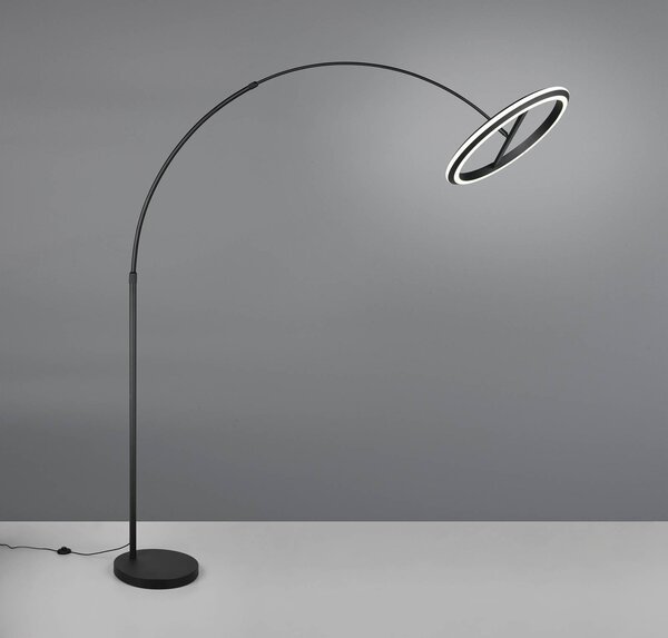 Trio Lighting LED stojací lampa Amador, černá, výška 205 cm, kov, stmívatelný, Černá, Obývací pokoj / jídelna, kov, Moderní