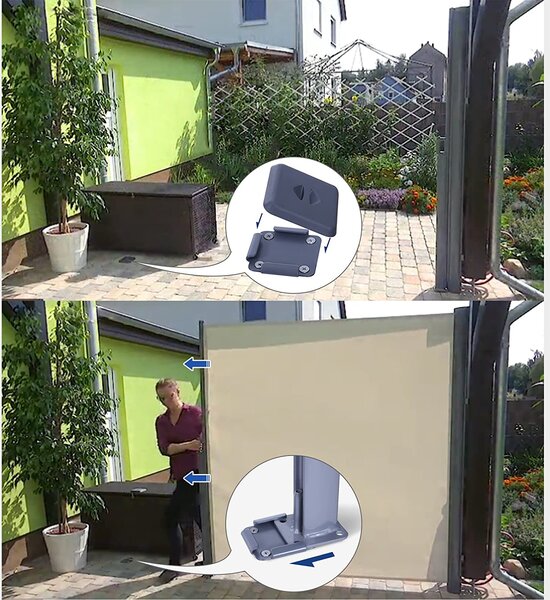 SONGMICS Boční markýza zatahovací béžová 200 x 350 cm
