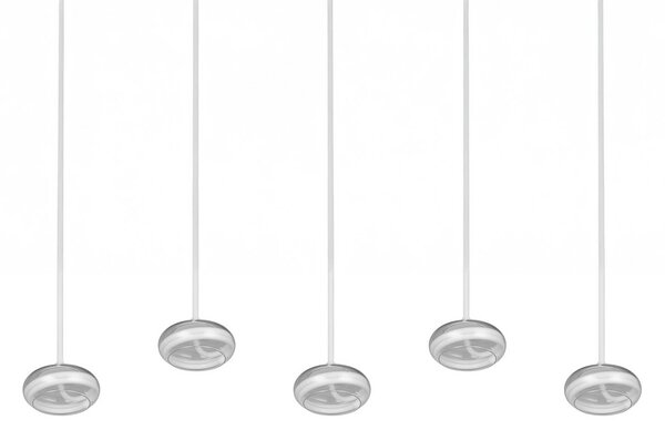 Trio Lighting Závěsné světlo Tarsia, matná bílá, délka 161 cm, sklo, 5 svítidel., stmívatelný, Bílá / opál, Obývací pokoj / jídelna, Sklo, Moderní