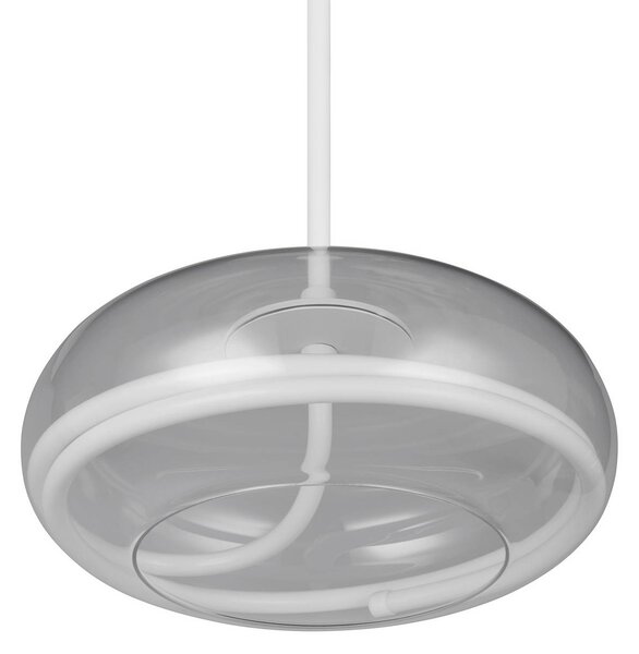 Trio Lighting Závěsné světlo LED Tarsia, matná bílá, Ø 40 cm, sklo, stmívatelný, Bílá / opál, Obývací pokoj / jídelna, Sklo, Moderní