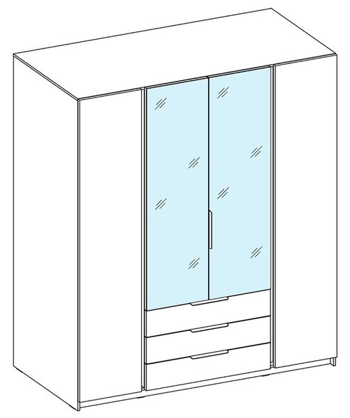 Šatní skříň KAJA 2F 2LU 3S | 200 cm | se zrcadly | VYSOKÁ | černá/evoke