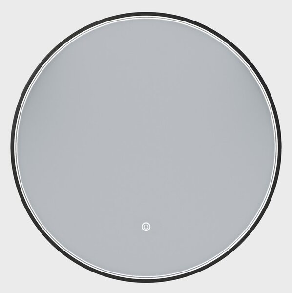 Erga Charlotte, kulaté LED zrcadlo 60cm, černý kovový rám, 1380 lm, 6500K, přední boční osvětlení, ERG-V01-204-6060-BK
