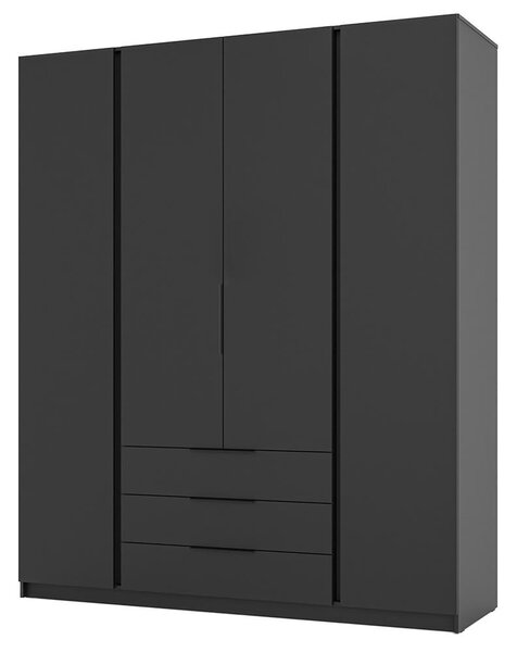 Šatní skříň KAJA 4F 3S | 200 cm | bez zrcadla | VYSOKÁ | černá