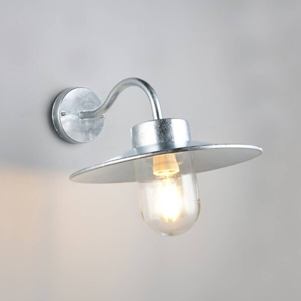 Trio Lighting Venkovní nástěnné svítidlo Tana, zinková barva, výčnělek 41 cm, kov, IP44, stmívatelný, Hliník / šedá / zinek, kov