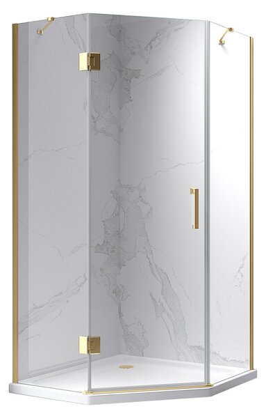 BPS-koupelny Pětiúhelníkový sprchový kout HYD-PK10A 80x80 zlatá/transparent - bez vaničky