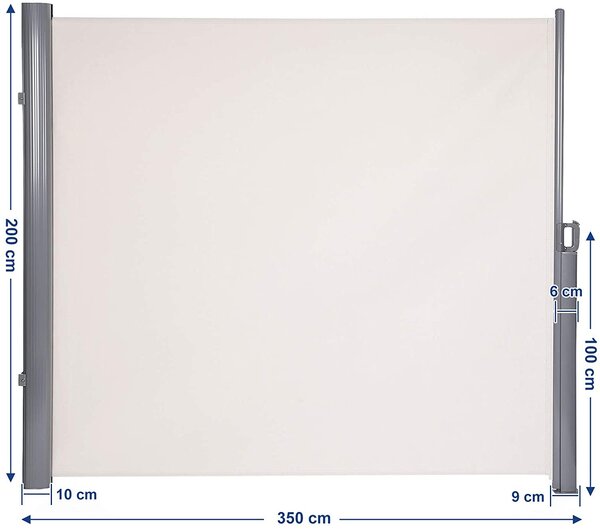 SONGMICS Boční markýza zatahovací béžová 200 x 350 cm