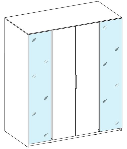 Šatní skříň KAJA 2LU 2F | 200 cm | se zrcadly | VYSOKÁ | evoke