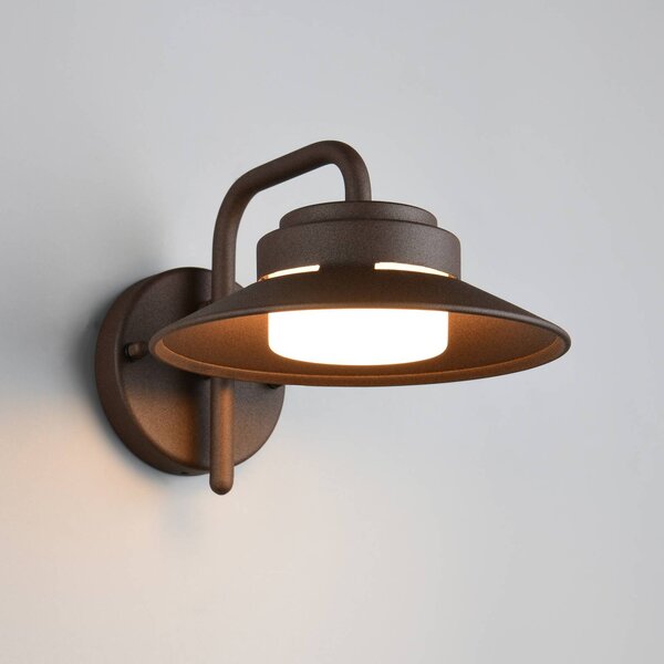 Trio Lighting Venkovní nástěnné svítidlo Atrato, barva rez, Ø 20 cm, kov, stmívatelný, Hnědá / rez, Hliník