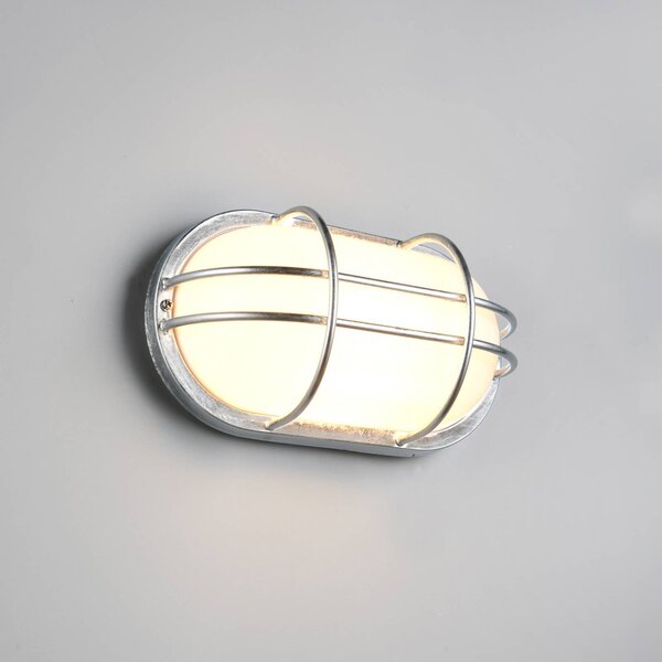 Trio Lighting Venkovní nástěnné svítidlo Tumen, zinková barva, šířka 26 cm, kov, IP44, stmívatelný, Hliník / šedá / zinek, kov