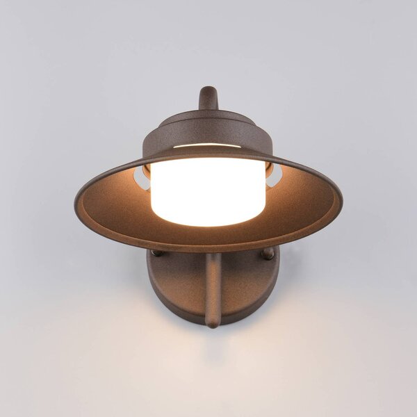 Trio Lighting Venkovní nástěnné svítidlo Atrato, barva rez, Ø 20 cm, kov, stmívatelný, Hnědá / rez, Hliník