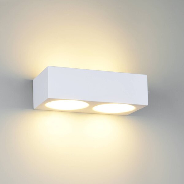 Trio Lighting Nástěnné světlo Mattone, bílé, šířka 23 cm, sádra, 4 svítidla., Bílá / opál, Obývací pokoj / jídelna, Sádra / hlína, Moderní, Nástěnné svítidlo