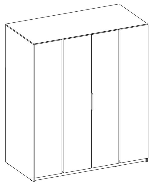 Šatní skříň KAJA 4F | 200 cm | bez zrcadla | VYSOKÁ | evoke/černá