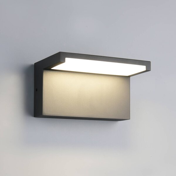 Trio Lighting LED venkovní nástěnné svítidlo Ravi, antracitová, šířka 18 cm, kov, IP65, Černá, Hliník, Moderní