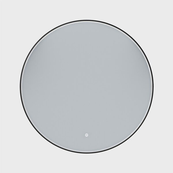 Erga Charlotte, kulaté LED zrcadlo 90cm, černý kovový rám, 2070 lm, 6500K, přední boční osvětlení, ERG-V01-204-9090-BK