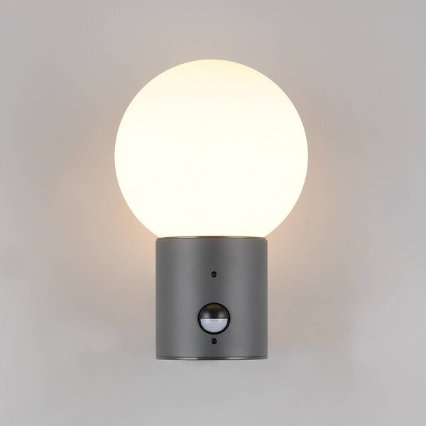 Trio Lighting Venkovní nástěnné svítidlo Mures, antracitová barva, výška 28 cm, kov, senzor, Černá, Hliník, Moderní