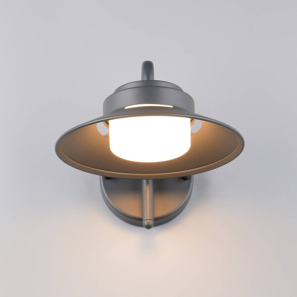 Trio Lighting Venkovní nástěnné svítidlo Atrato, antracit, Ø 20 cm, kov, stmívatelný, Černá, Hliník