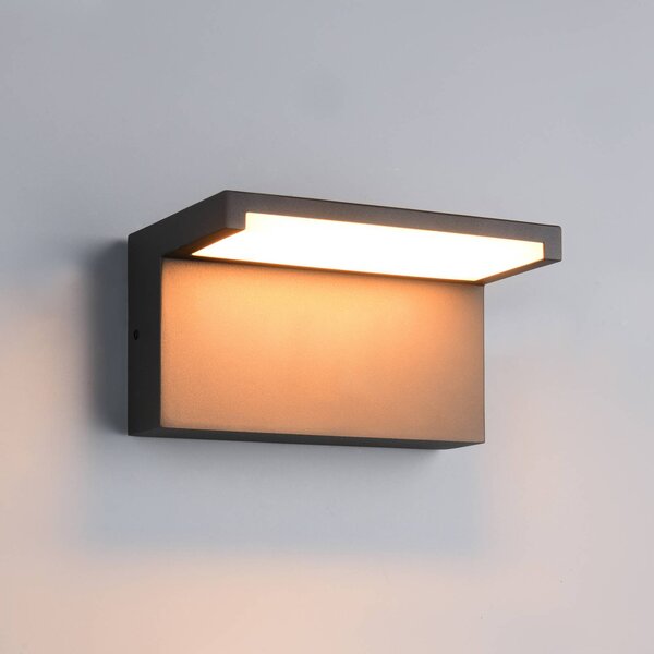 Trio Lighting LED venkovní nástěnné svítidlo Ravi, antracitová, šířka 18 cm, kov, IP65, Černá, Hliník, Moderní
