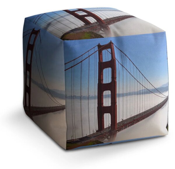 Sablio Taburet Cube Golden Gate v mlze - 40x40x40 cm