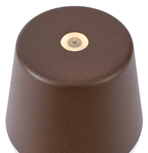 Stolní lampa rezavě hnědá vč. LED IP65 dobíjecí s nabíjecí stanicí - Bass