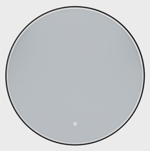 Erga Charlotte, kulaté LED zrcadlo 80cm, černý kovový rám, 1840 lm, 6500K, přední boční osvětlení, ERG-V01-204-8080-BK