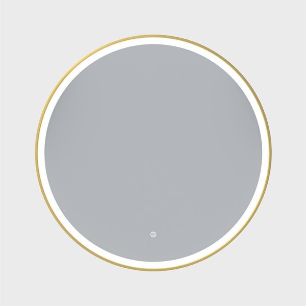 Erga Olivia, kulaté LED zrcadlo 90cm, zlatý kovový rám, 2070 lm, 6500K, přední osvětlení, ERG-V01-202-9090-GD