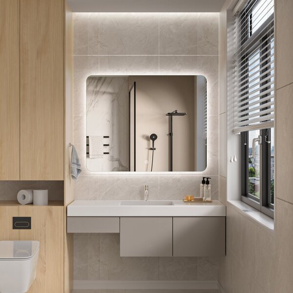 Erga Evelyn, LED zrcadlo 100x80cm, 2760 lm, 6500K, zadní osvětlení, ERG-V01-119-1080-00