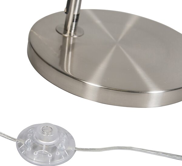 Chytrá oblouková lampa ocelová s bílým textilním stínítkem vč. WiFi A60 - Arc Basic