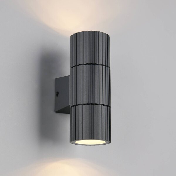 Trio Lighting Venkovní nástěnné svítidlo Parana, antracitová barva, výška 16 cm, kov, 2, stmívatelný, Černá, Hliník, Moderní
